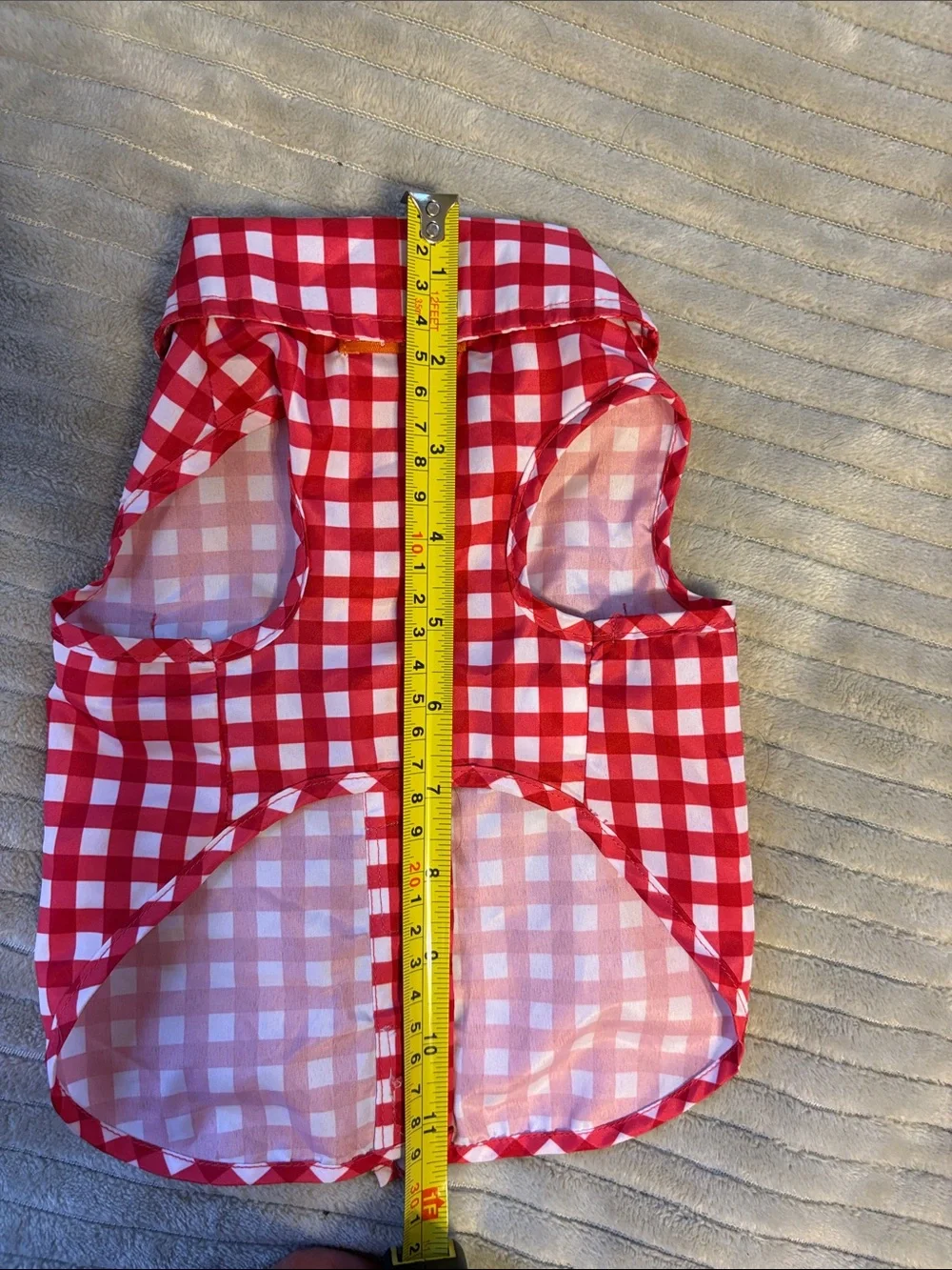 Red Gingham Dog Shirt with Denim Pockets - never worn, XS size
